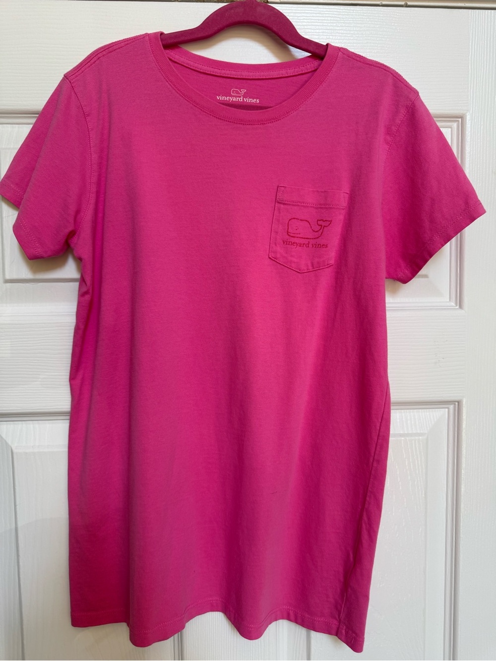 Vineyard Vines Girls' Bright Pink Whale Pocket Tee